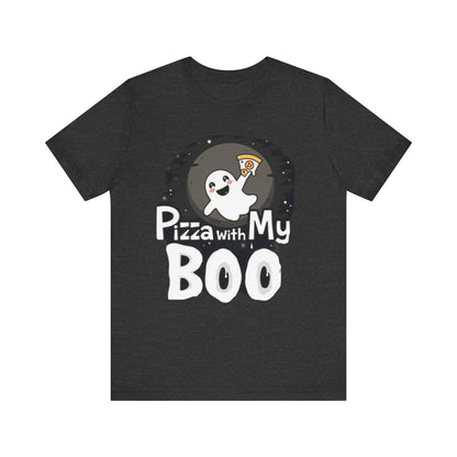 Ghost Pizza Boo Tee - Unisex Jersey Short Sleeve T-Shirt, Funny Halloween Shirt, Spooky Costume, Ghost Lover Gift, October Celebration