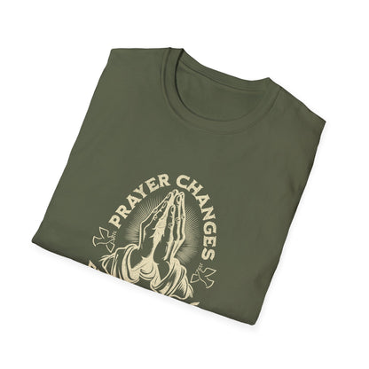 Prayer Changes Everything T-Shirt — Vintage Praying Hands Christian Tee