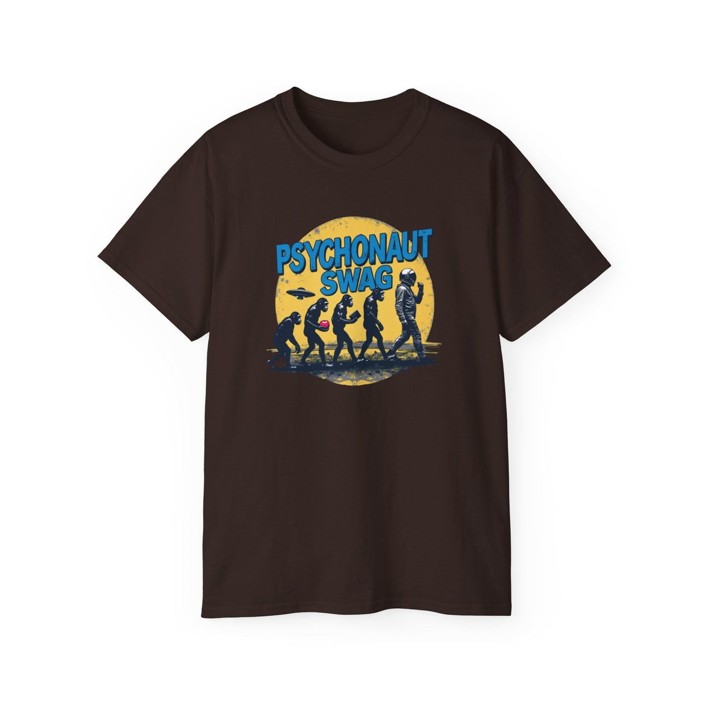 Psychonaut Evolution of Man Sunset, Unisex Tee, Retro Graphic T-Shirt, Music Festival Attire, Gift for Gamers, Casual Streetwear