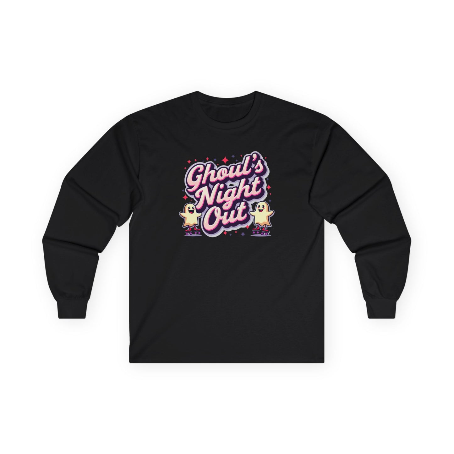 Ghoul's Night Out Long Sleeve Tee — Cute Halloween Ghost Graphic Shirt