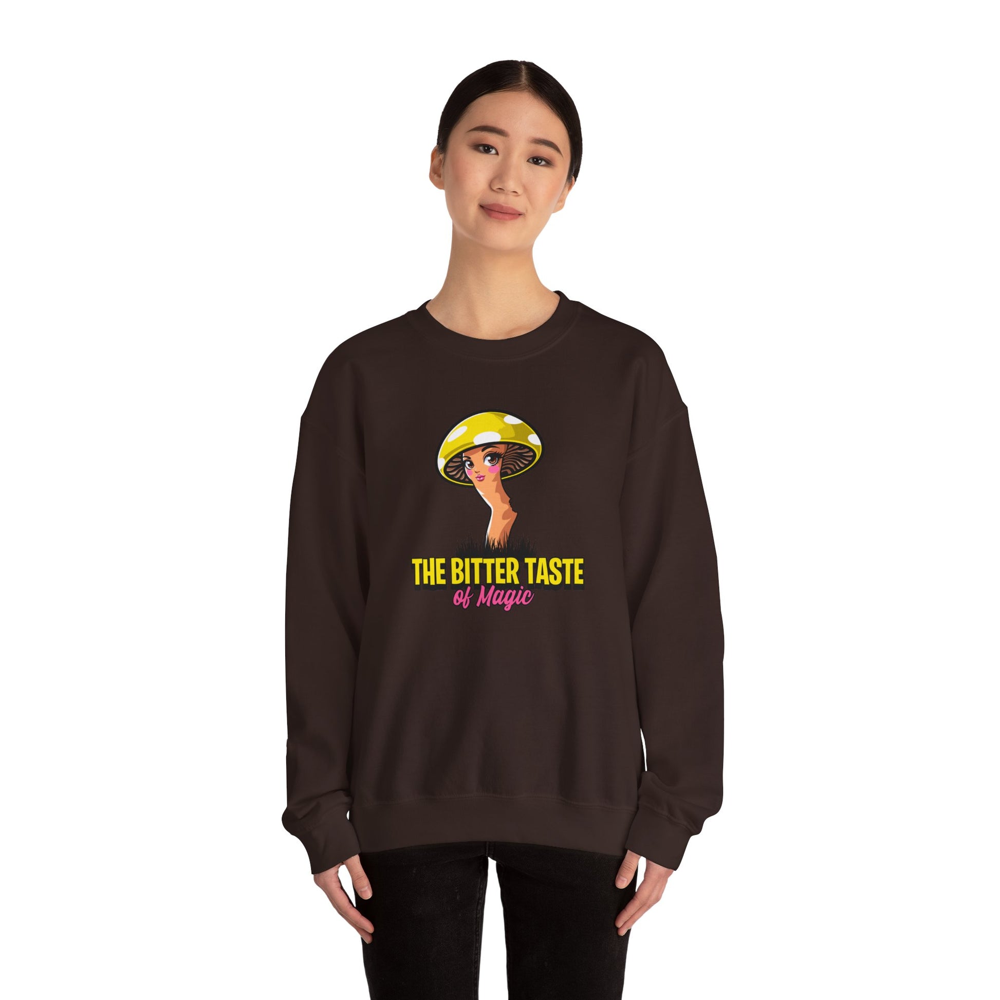 The Bitter Taste of Magic, Mushroom, Unisex Heavy Blend™ Crewneck Sweatshirt - Psychonaut Swag