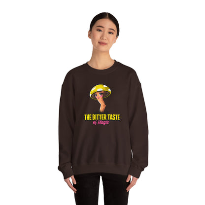 The Bitter Taste of Magic, Mushroom, Unisex Heavy Blend™ Crewneck Sweatshirt - Psychonaut Swag