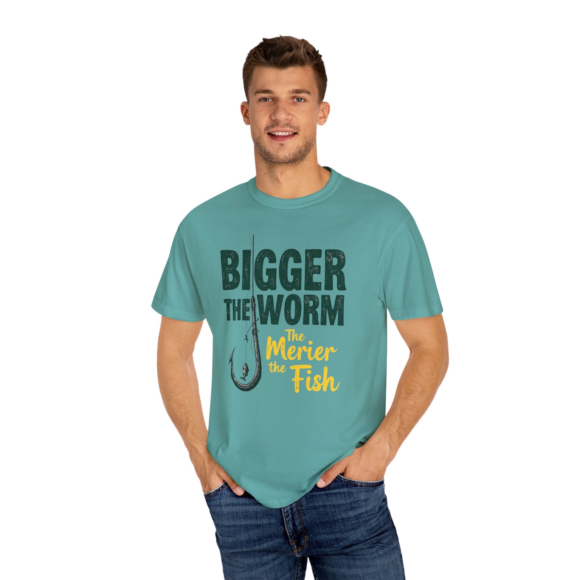 Big Worm Fishing Humor Unisex T-Shirt, Larger Than Life Tee, Gift for Anglers, Fun Outdoors Apparel, Dad's Fishing Day Shirt - Psychonaut Swag