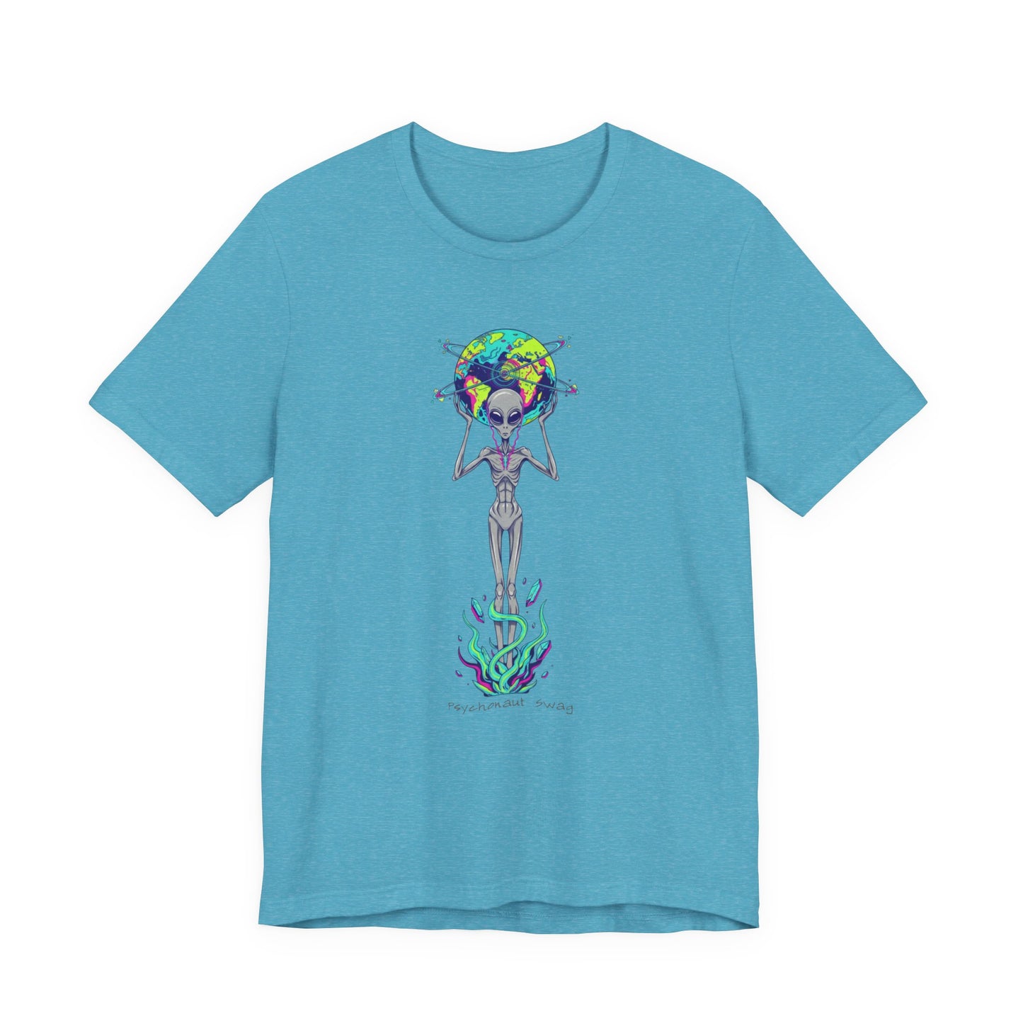 Alien Holding Earth Graphic Tee — Cosmic Sci‑Fi Alien Shirt