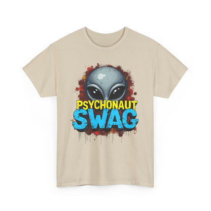 Hidden Alien, Psychonaut Swag, Staple Tee, Unisex Heavy Cotton Tee - Psychedelic Alien Swag Tee, Fun Graphic Tee, Perfect for Festivals, Casual Wear, Gift for Space Lovers - Psychonaut Swag