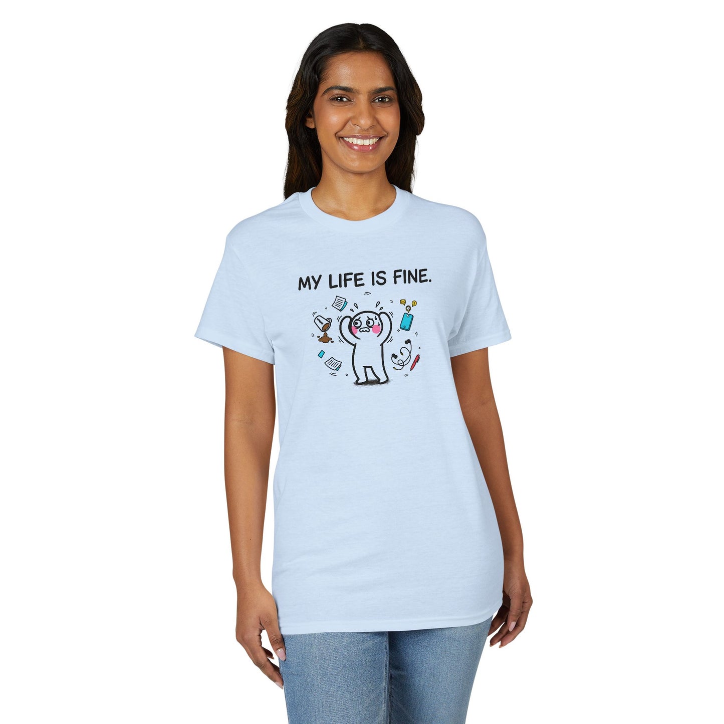 My Life Is Fine T-Shirt — Funny Cartoon Bear Graphic Tee