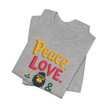 Peace, Love & Squatch T-Shirt — Retro Bigfoot Graphic Tee