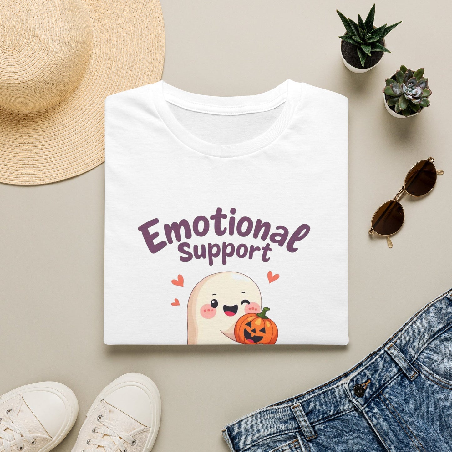 Emotional Support Ghost T-Shirt — Cute Halloween Pumpkin Comfort Tee