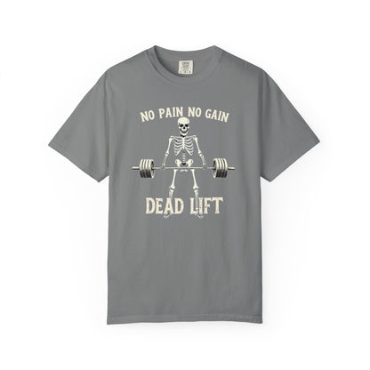Deadlift Skeleton T-Shirt — “No Pain No Gain” Weightlifting Gym Tee