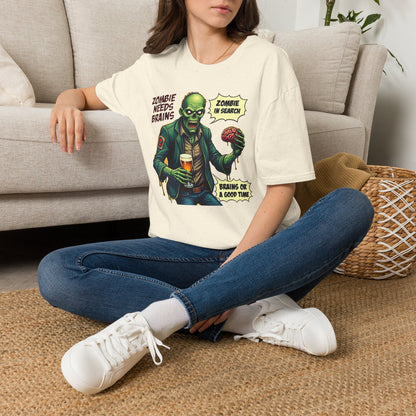 Zombie Needs Brains T-Shirt – Retro Comic Horror Graphic Tee