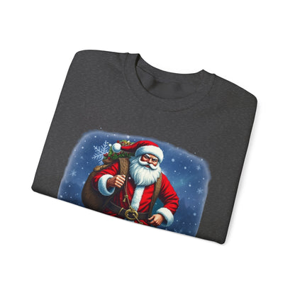 Santa Snow Hike, Graphic Sweatshirt – Vintage Holiday Christmas Crewneck