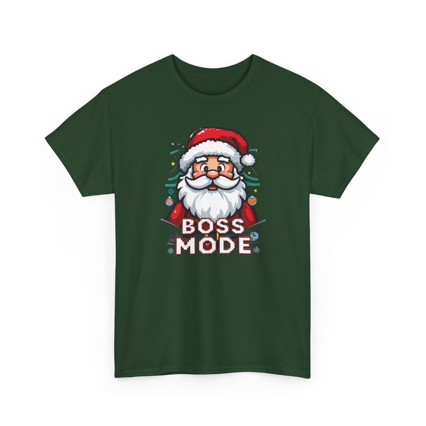 Boss Mode Santa T-Shirt — Funny Christmas Tee with 'Boss Mode' Santa Design