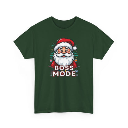 Boss Mode Santa T-Shirt — Funny Christmas Tee with 'Boss Mode' Santa Design