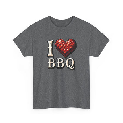 I Love BBQ Unisex Heavy Cotton Tee - Perfect for BBQ Lovers, Summer Cookouts, Grilling Events, Foodie Gift, Casual Wear - Psychonaut Swag