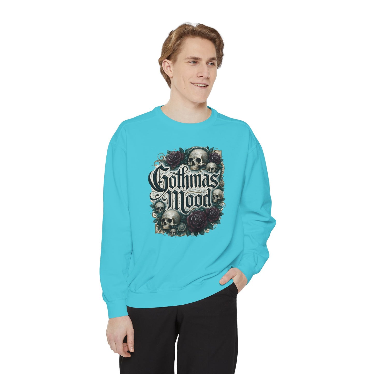 Gothmas Mood Sweatshirt — Gothic Skull & Roses Holiday Pullover