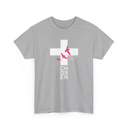 Chosen Cross T-Shirt — Bold Faith Graphic Tee with Pink Birds