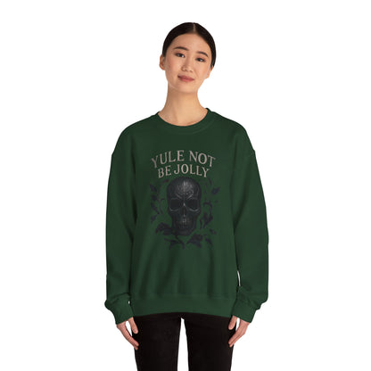 Holiday Crewneck Sweatshirt — “Yule Not Be Jolly” Skull Christmas Sweater