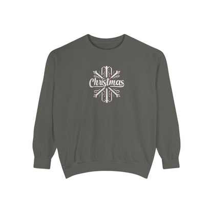 Christmas Snowflake, Unisex Garment-Dyed Sweatshirt