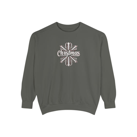 Christmas Snowflake, Unisex Garment-Dyed Sweatshirt