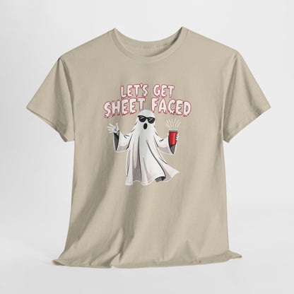 Let's Get Sheet Faced Ghost T‑Shirt — Funny Halloween Party Tee