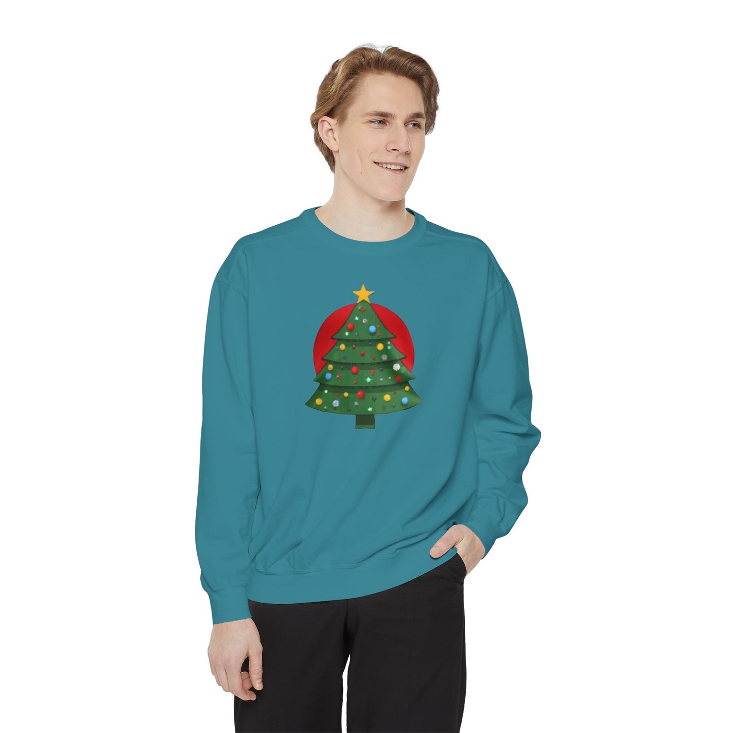 Christmas Tree Sweater, Unisex Garment-Dyed Sweatshirt