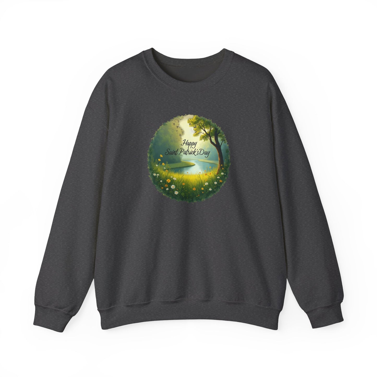 Saint Patrick’s Day Crewneck Sweatshirt — "Happy Earth Day" Nature Graphic