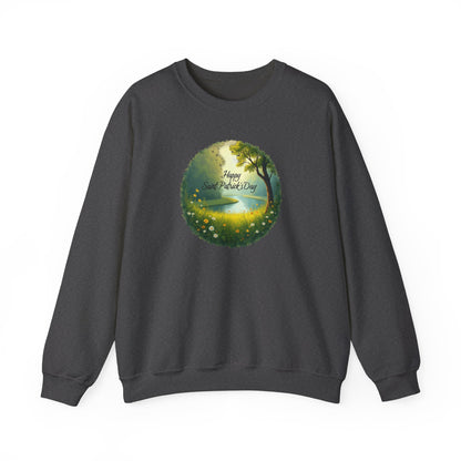 Saint Patrick’s Day Crewneck Sweatshirt — "Happy Earth Day" Nature Graphic