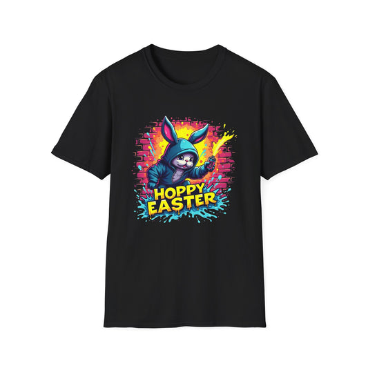 Easter Bunny 'Hoppy Easter' T-Shirt — Colorful Neon Bunny Graphic Tee