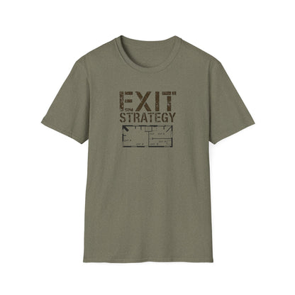 Exit Strategy Unisex Softstyle T-Shirt, Casual Wear, Fun Graphic Tee, Gift for Friends, Statement Shirt, Everyday Comfort - Psychonaut Swag
