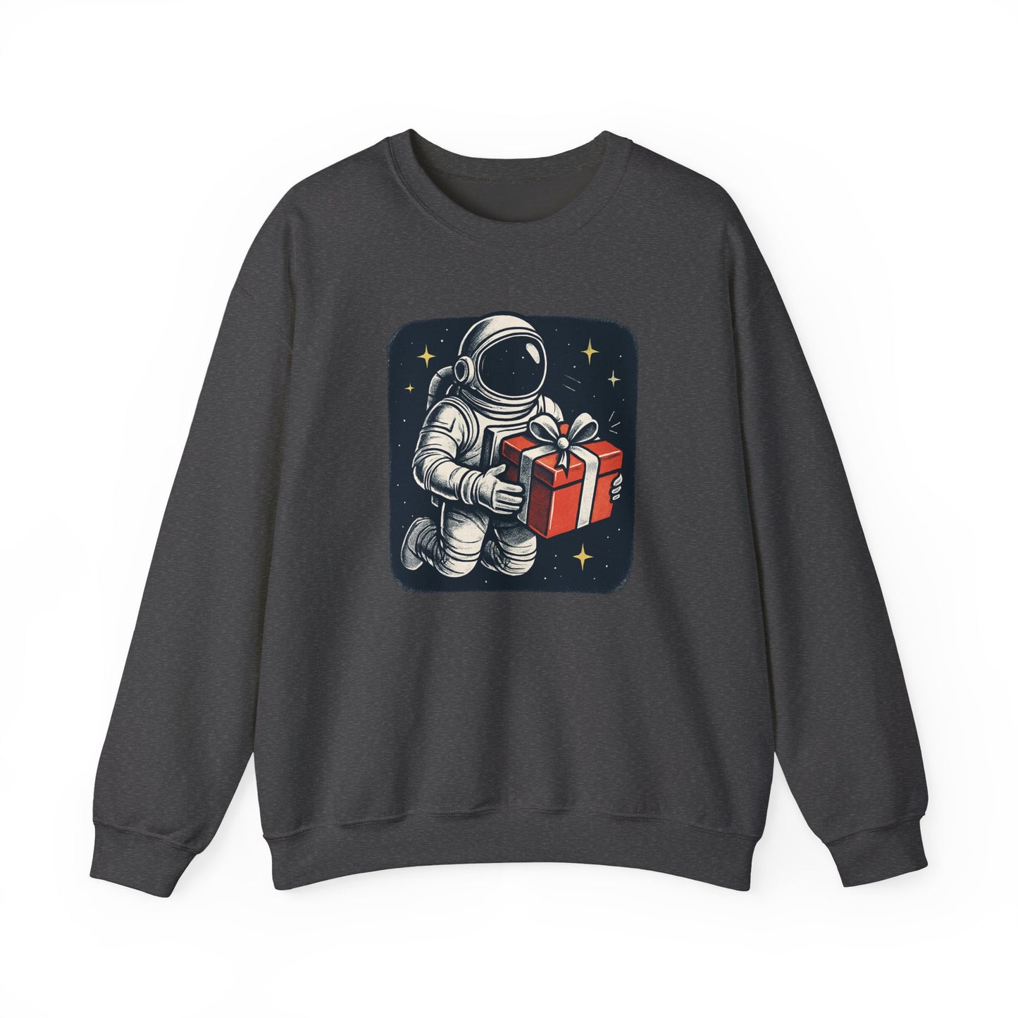 Astronaut holding Gift,  Unisex Heavy Blend™ Crewneck Sweatshirt
