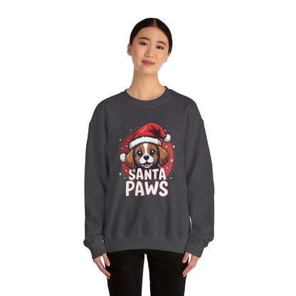 Christmas Dog Sweatshirt — "Santa Paws" Cute Puppy Holiday Crewneck