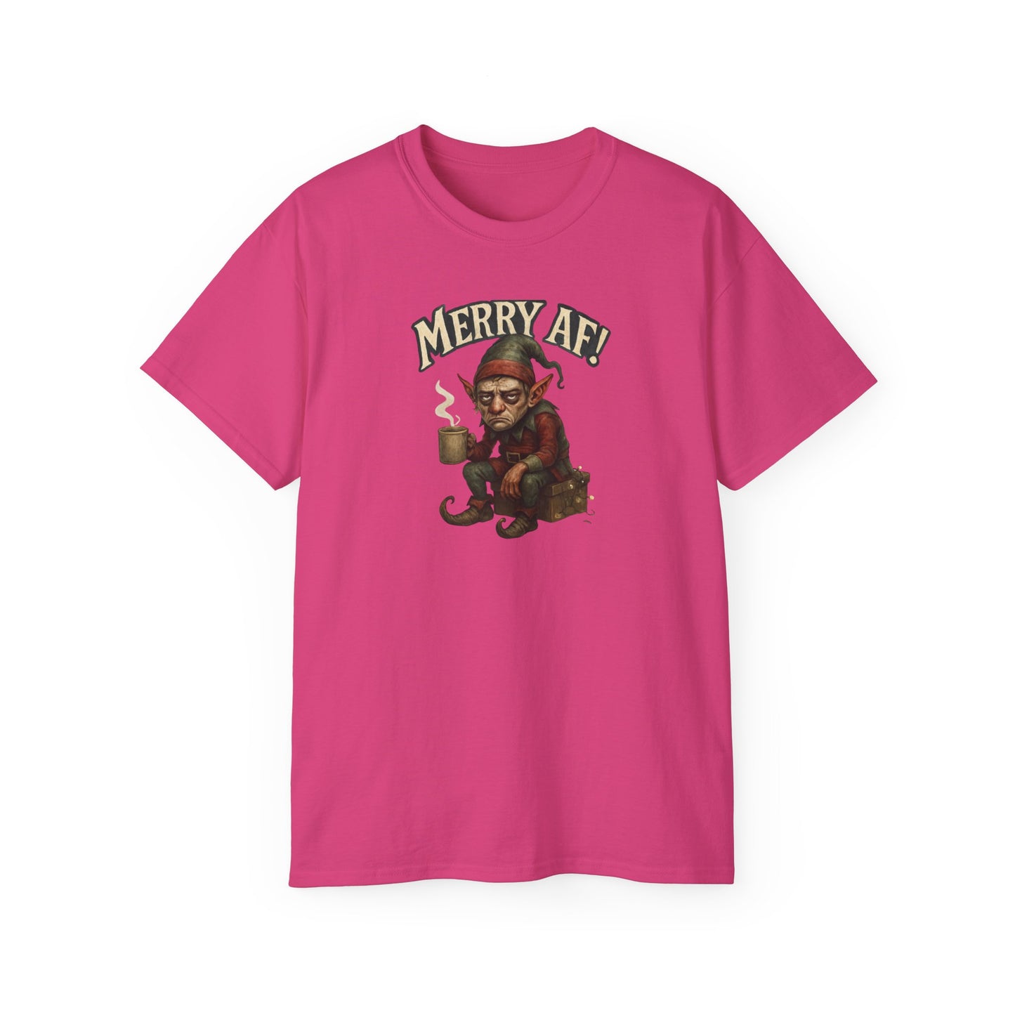 T‑Shirt — 'Merry AF' Vintage Grouchy Elf Christmas Tee