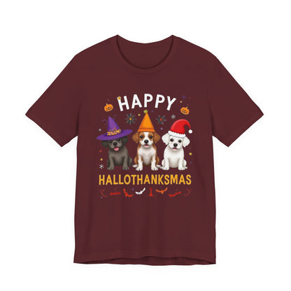 Holiday Trifecta tee, Funny Halloween T-Shirt for Parties, Unisex Short Sleeve Tee, Spooky Holiday Apparel, Gift for Halloween Lovers