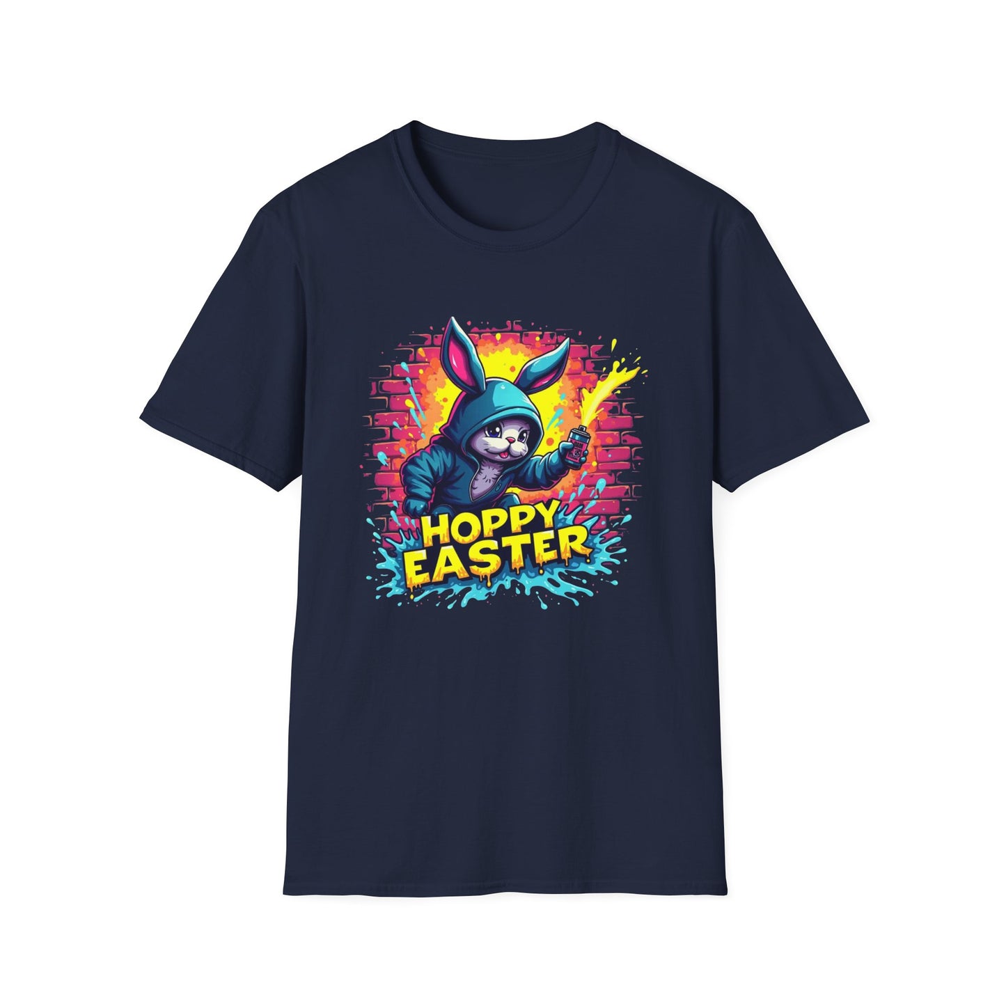 Easter Bunny 'Hoppy Easter' T-Shirt — Colorful Neon Bunny Graphic Tee