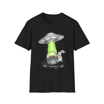 Alien Abduction Easter Bunny T-Shirt — UFO Beaming Candy Design