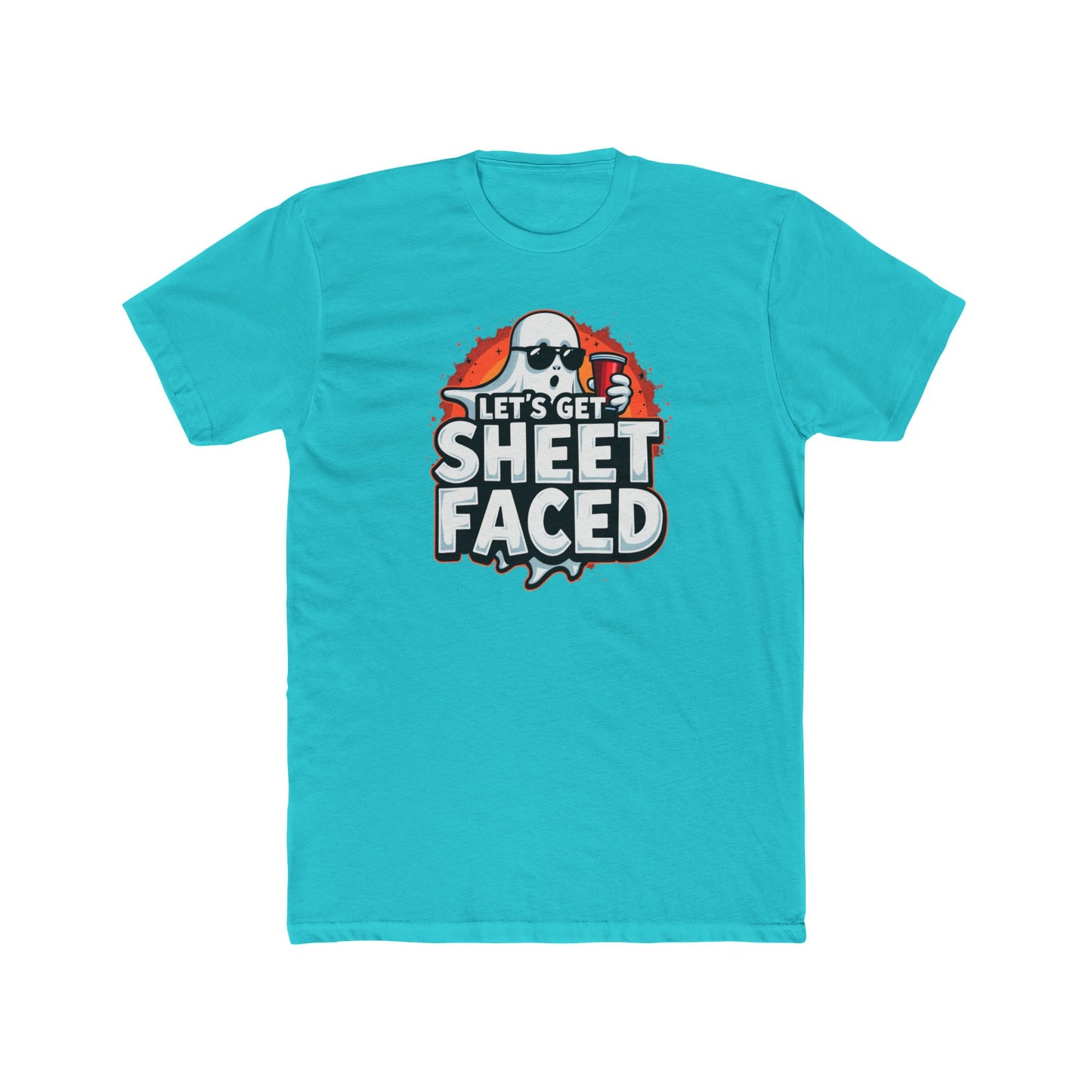 Crew Tee – "Let's Get Sheet Faced" Halloween Ghost Party T‑Shirt
