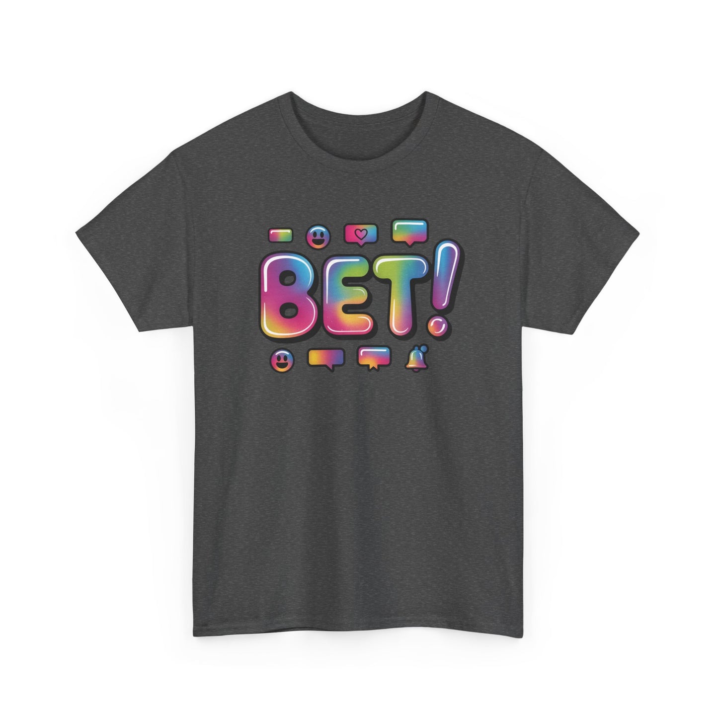 Bet! Colorful Speech Bubble Graphic Tee — Casual Youth Streetwear T-Shirt