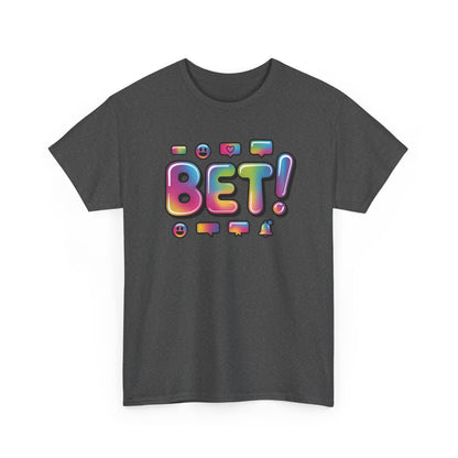 Bet! Colorful Speech Bubble Graphic Tee — Casual Youth Streetwear T-Shirt