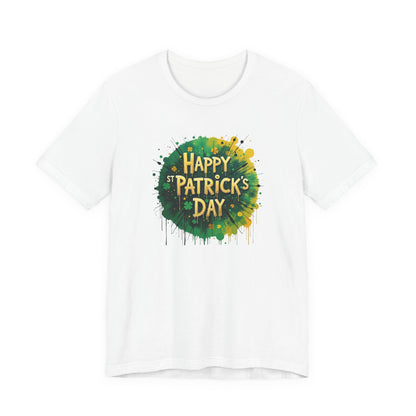 St. Patrick's Day Paint Splash Tee — "Happy St Patrick's Day" Festive Graphic T-Shirt