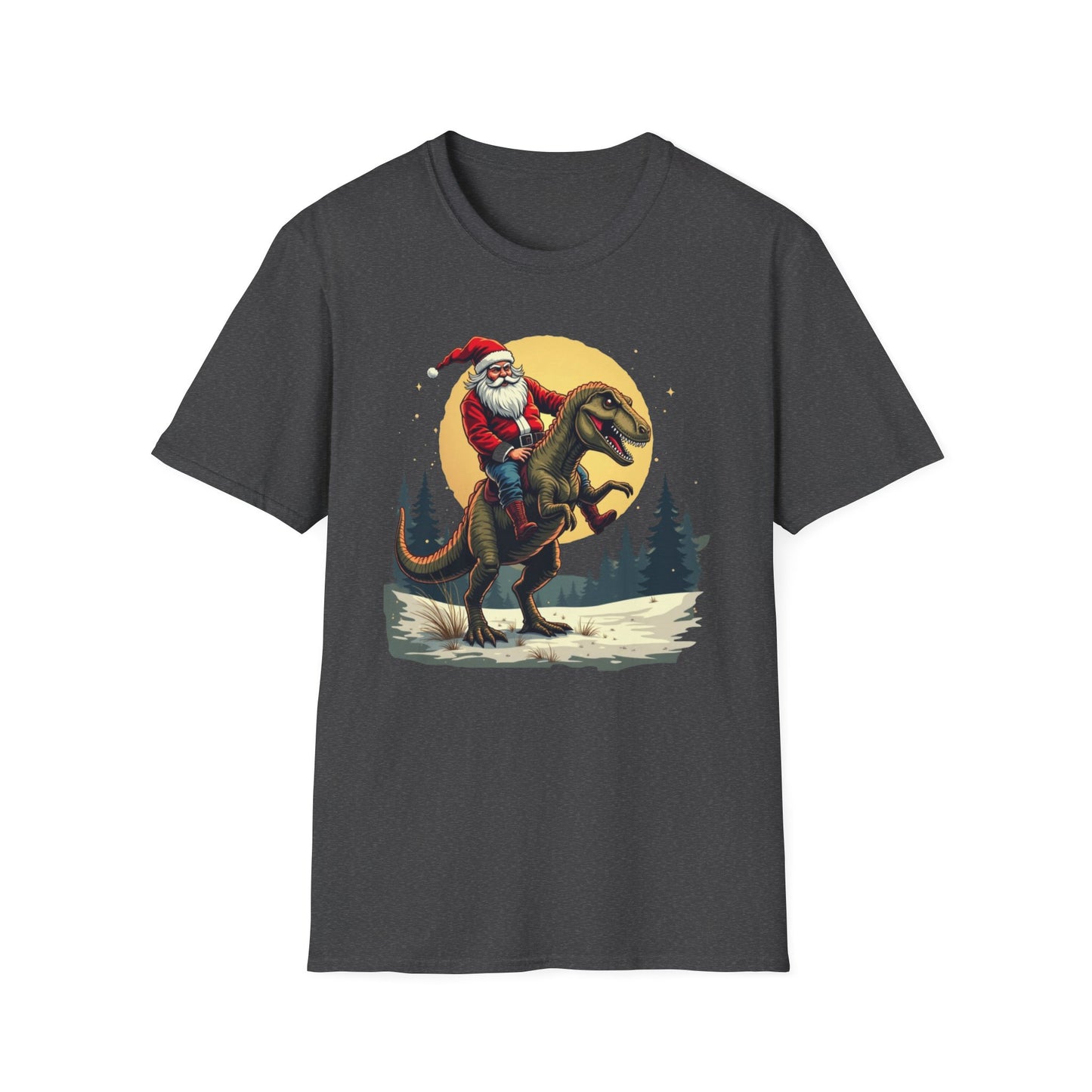 Santa Riding T-Rex T-Shirt — Funny Christmas Dino Tee