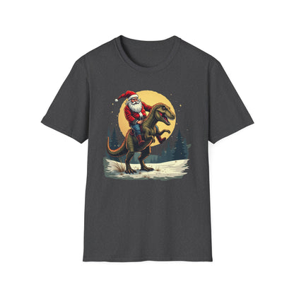 Santa Riding T-Rex T-Shirt — Funny Christmas Dino Tee