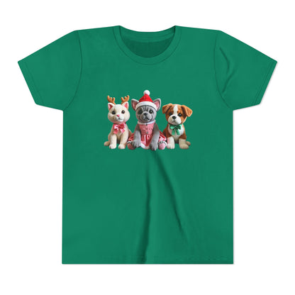 Kids Christmas Puppy Tee — Cute Festive Dogs in Santa Hats
