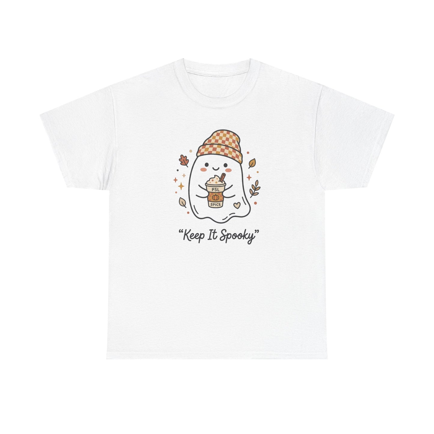 Keep It Spooky Ghost Tee — Cute Fall Halloween Shirt with Pumpkin Latte