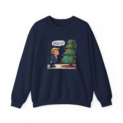 Political Christmas Tree Sweatshirt — "Radically Lit" Holiday Cartoon Crewneck