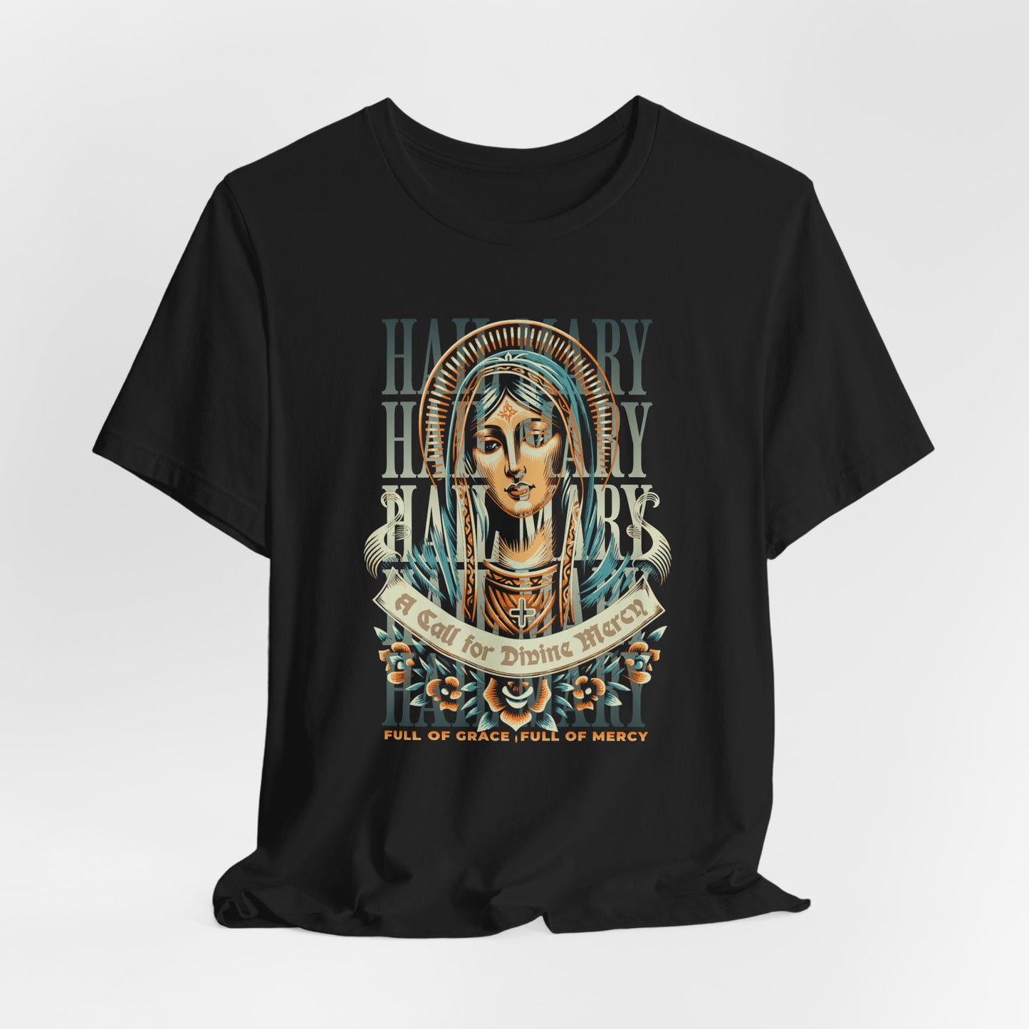 Mary Ave Maria Graphic Tee — 'Ave Maria' Vintage Religious Portrait T‑Shirt