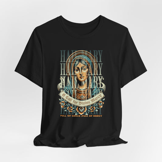 Mary Ave Maria Graphic Tee — 'Ave Maria' Vintage Religious Portrait T‑Shirt