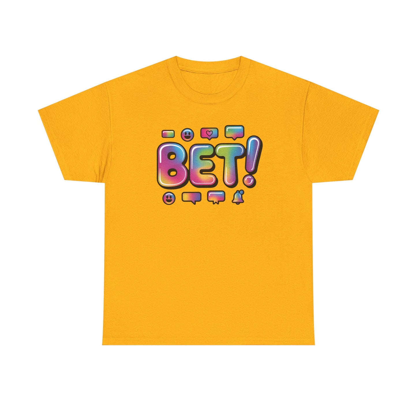 Bet! Colorful Speech Bubble Graphic Tee — Casual Youth Streetwear T-Shirt