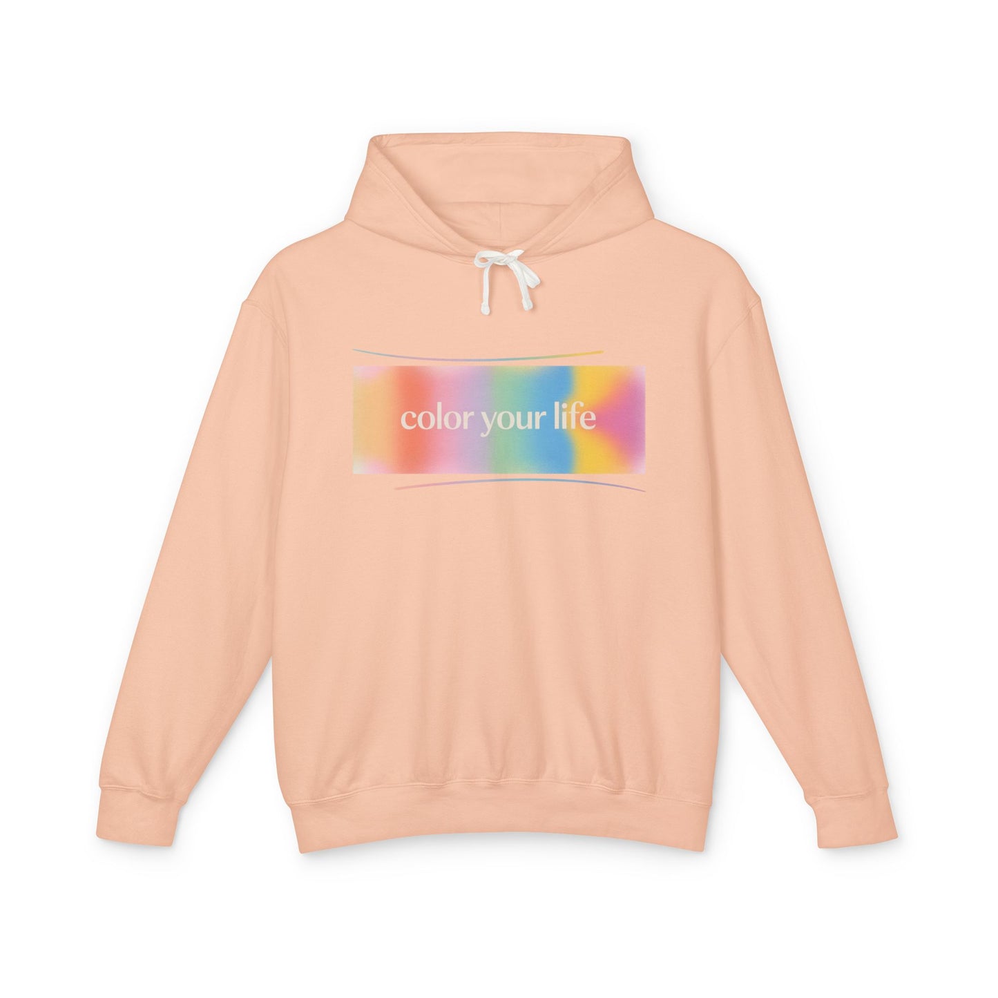 Color Your Life Hoodie — Pastel Rainbow Graphic Hooded Sweatshirt