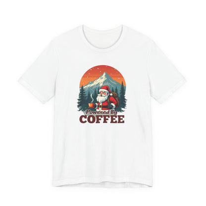 Coffee-Powered Santa T-Shirt — "Powered by Coffee" Holiday Tee