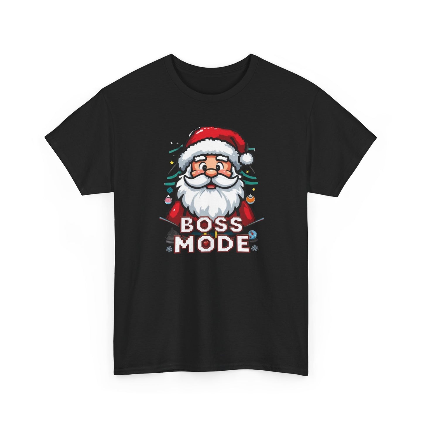 Boss Mode Santa T-Shirt — Funny Christmas Tee with 'Boss Mode' Santa Design
